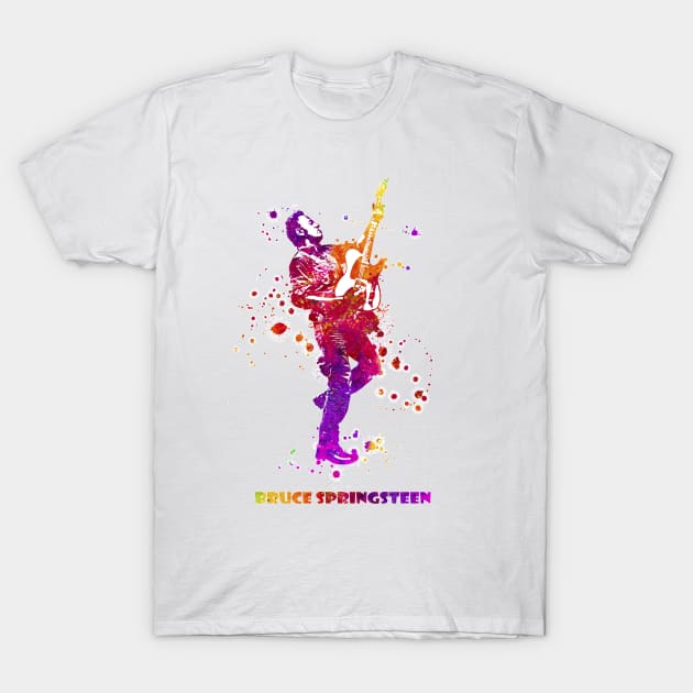 Bruce Springsteen The Boss Watercolor Splatter 06 T-Shirt by SPJE Illustration Photography